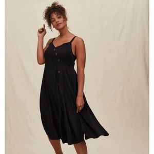 TORRID MIDI CHALLIS ASYMMETRICAL BUTTON-FRONT DRESS 5X